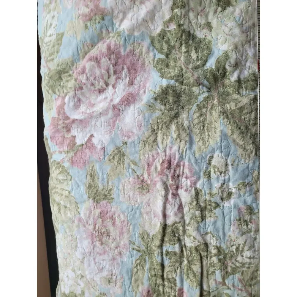 Waverly Floral Quilted Standard Pillow Sham Blue Pink Green 20x27
